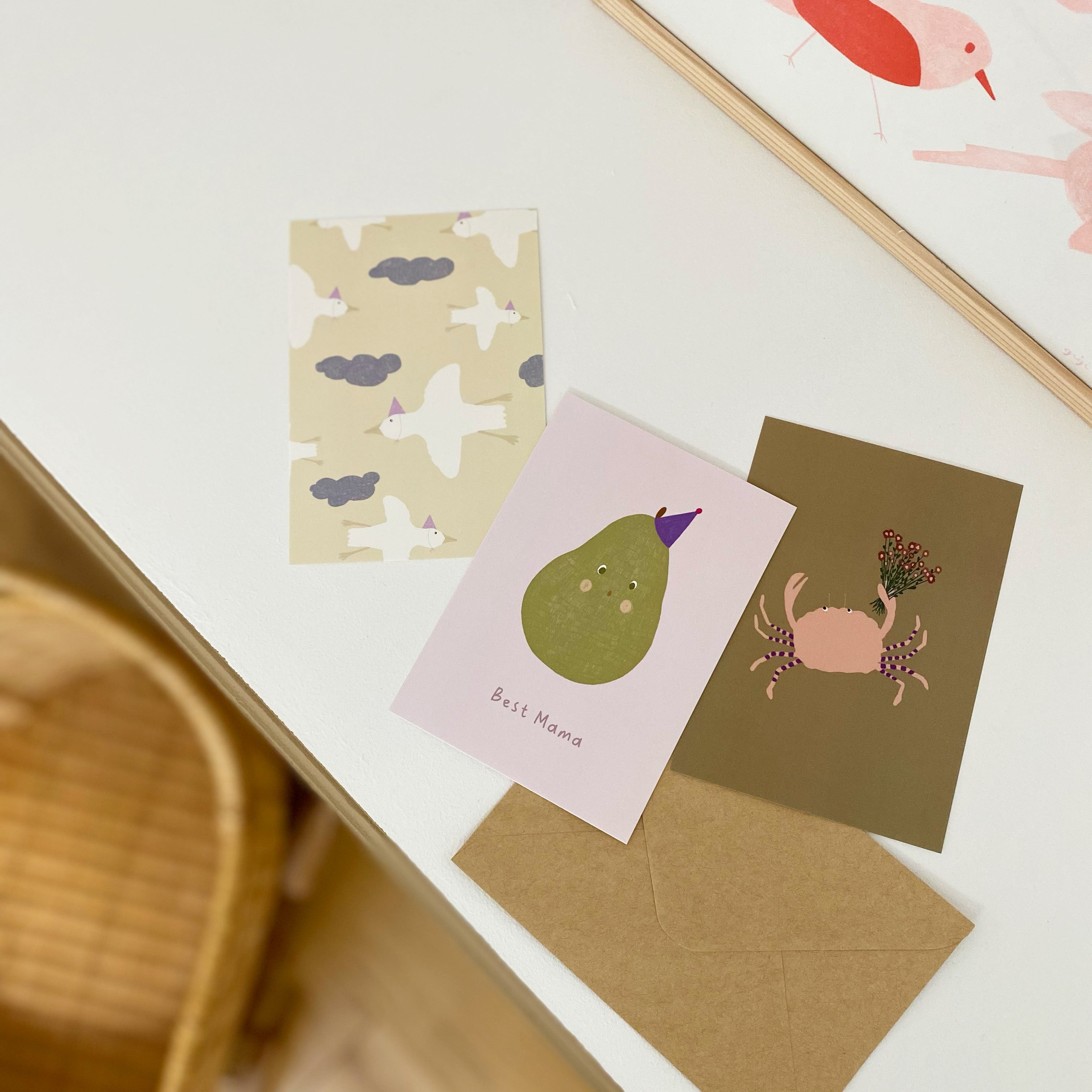 Carte postale "geese hats" avec enveloppe